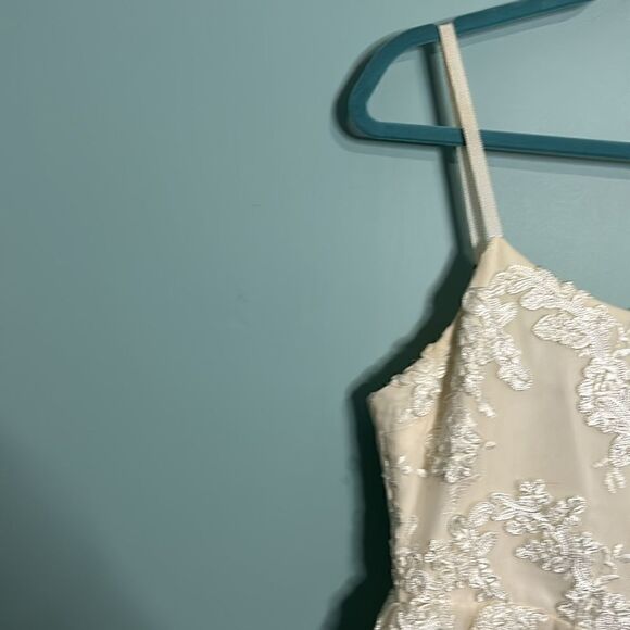 ALICE+OLIVIA Rora Lace Overlay Pouf Mini Cocktail dress in Ivory - Picture 5 of 12